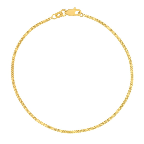 Honey Crush Real 10K Yellow Gold Diamond Cut Curb Chain Bracelet (1.4mm, 7.25in)