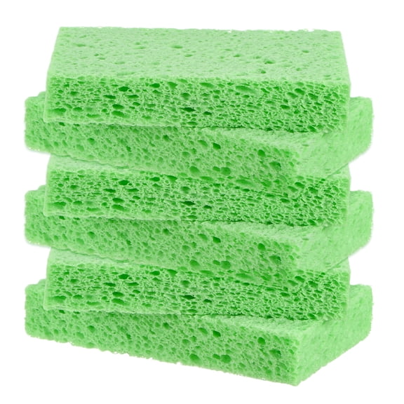 Uxcell 6-Pack Kitchen Sponges, Condense Eco Cellulose Non-Scratch Scrub Heavy Sponge Clean Tough Messes Dish Scrubber [Green]