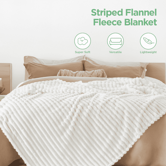 U by Bedsure White Fleece Twin Blanket for Couch - Super Soft Cozy Blankets for Women, Girls, 60x80 inches
