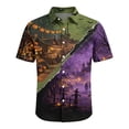 thumbnail image 4 of GrmtClth Men’s Ghost Bat Printed Short Sleeve Camp Shirt Spooky Holiday Pumpkin Village Pattern Soft Daily Party Wear Blouse Red 2XL, 4 of 5