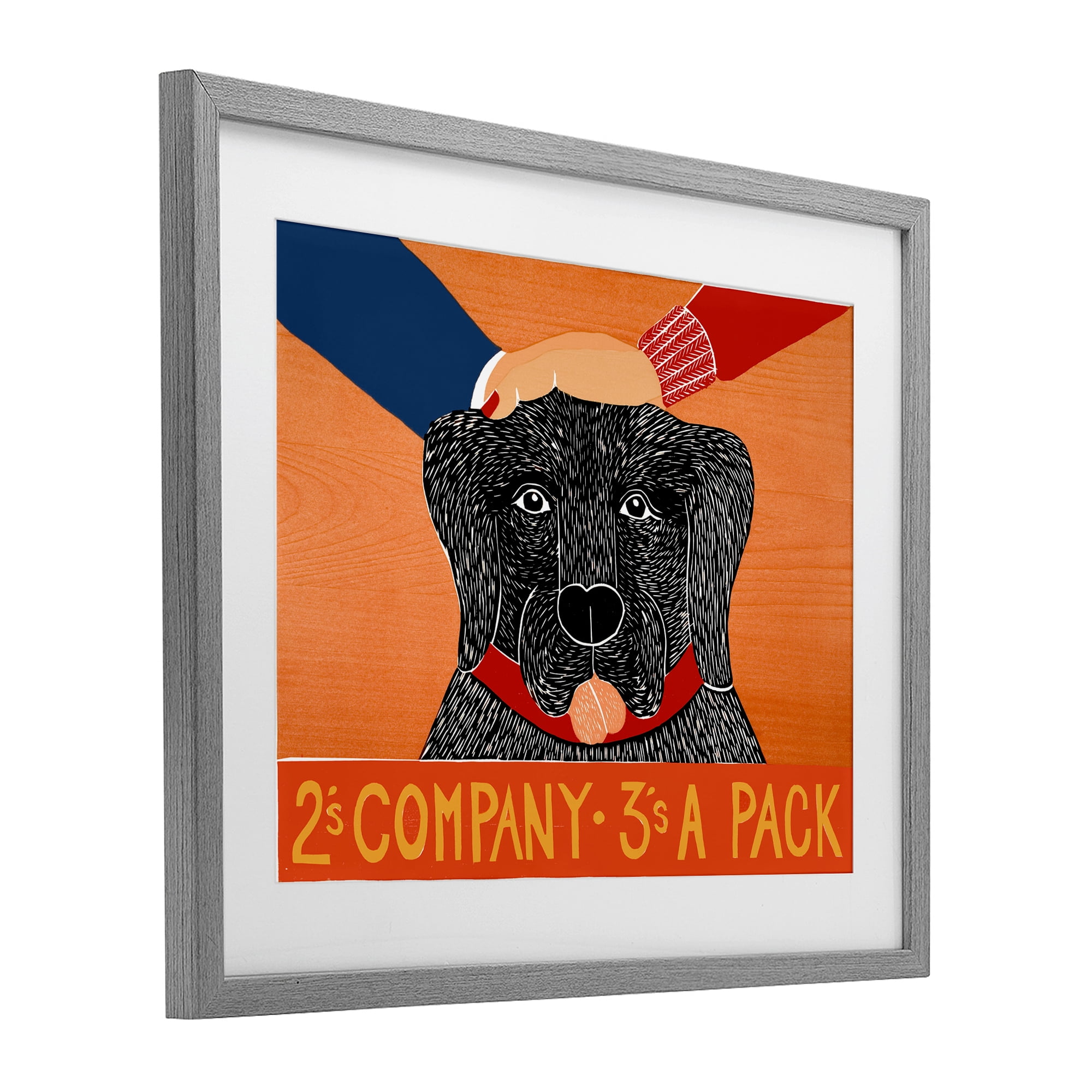2's Company Dog Gray Framed Print Under Glass, design by Stephen Huneck