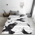 thumbnail image 5 of Cauagu Monochrome Flying Ravens Pattern Flannel Bed Blankets,Fleece Blanket Comfortable Air Conditioning Blanket for Sofa Bed Travel Couch & Living Room -80"x60", 5 of 8