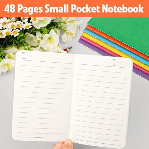 100 Pack Small Lined Notepads Bulk, Mini Journal Pocket Notebooks Set 3.5 Inch x 5.5 Inch, Colored Cover Notebook Wide Ruled, 10 Colors 24 Sheets (48 Pages) for Traveler, Students, School Supplies