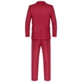 thumbnail image 3 of Yartina Men's Classic Slim Fit Business Tuxedo Outfits Notched Lapel Blazer Vest Trouser Wedding Burgundy XXL, 3 of 7