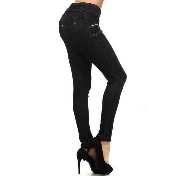 Yelete Original 4 pocket Black Jean Jegging Regular fit w Zipper Pocket detail - Size W(Small-Medium)