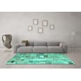 thumbnail image 3 of Ahgly Company Machine Washable Indoor Rectangle Abstract Turquoise Blue Contemporary Area Rugs, 5' x 7', 3 of 4