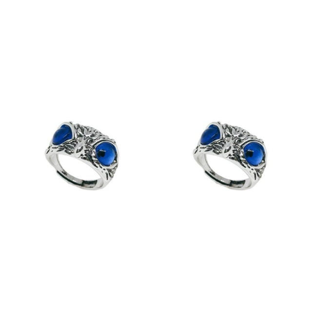 Baohd Bague Hibou Vintage Ouverte Style Haut de Gamme pour Mariage Ou Tenue Décontractée Rétro Bleu Foncé 2ensemble