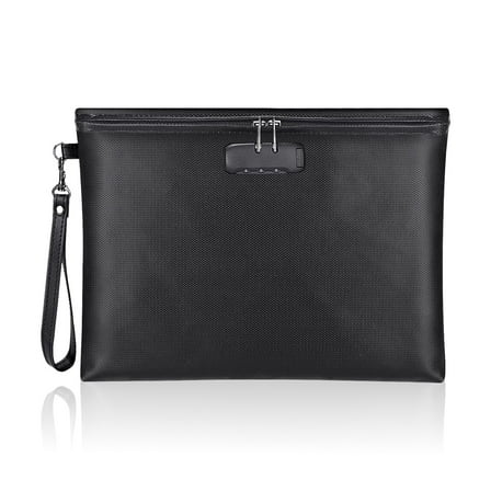 Fireproof & Waterproof Document Bag with Lock Money Pouch for Cash,Passport,Tablet,Credit Cards,A4 Paper 14.3"x10.2"