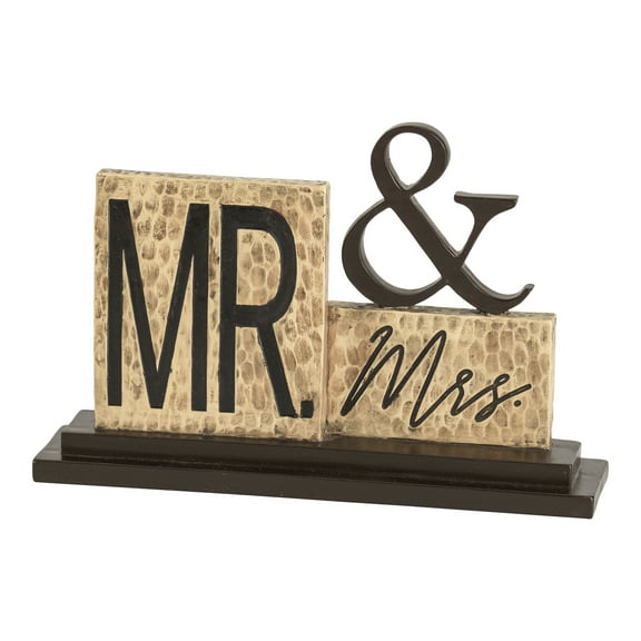 Mr. & Mrs. Scalloped Two-Tiered Brown 8 inch Resin Decorative Tabletop Figurine