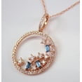 thumbnail image 4 of TAAPSEE JEWELS Women's Circle Pendant Necklace Baguette Cut London Blue Topaz 14K Rose Gold Plated, 4 of 4