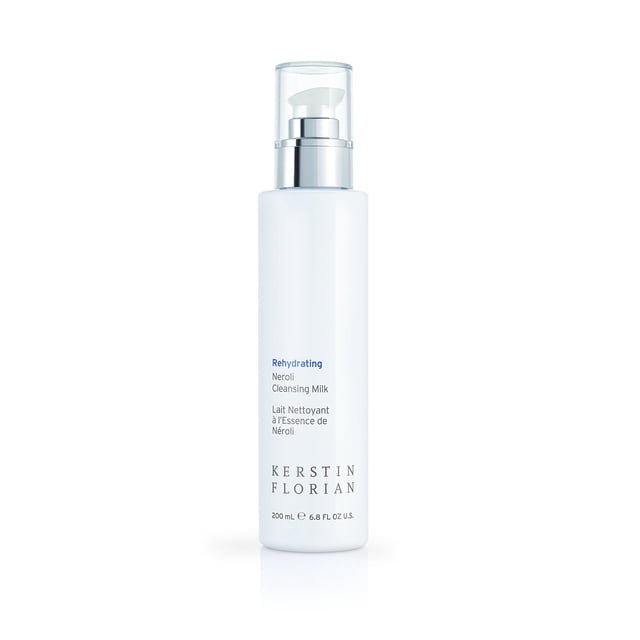 Kerstin Florian Leche limpiadora rehidratante de neroli, desmaquillante suave y lavado facial para pieles normales a sensibles (6,8 onzas líquidas)