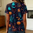 thumbnail image 4 of Womens Plus Size Halloween Shorts Sleeve Crewneck Witch Ghost Print Tunic Tops Fall Casual Blouse, 4 of 7