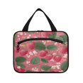 thumbnail image 2 of Travel Hanging Toiletry Bag with 4 Zipped Compartments Waterproof Makeup Accessories Spacious Cosmetic Bag Strawberries and Green Leaves Medium, 2 of 9