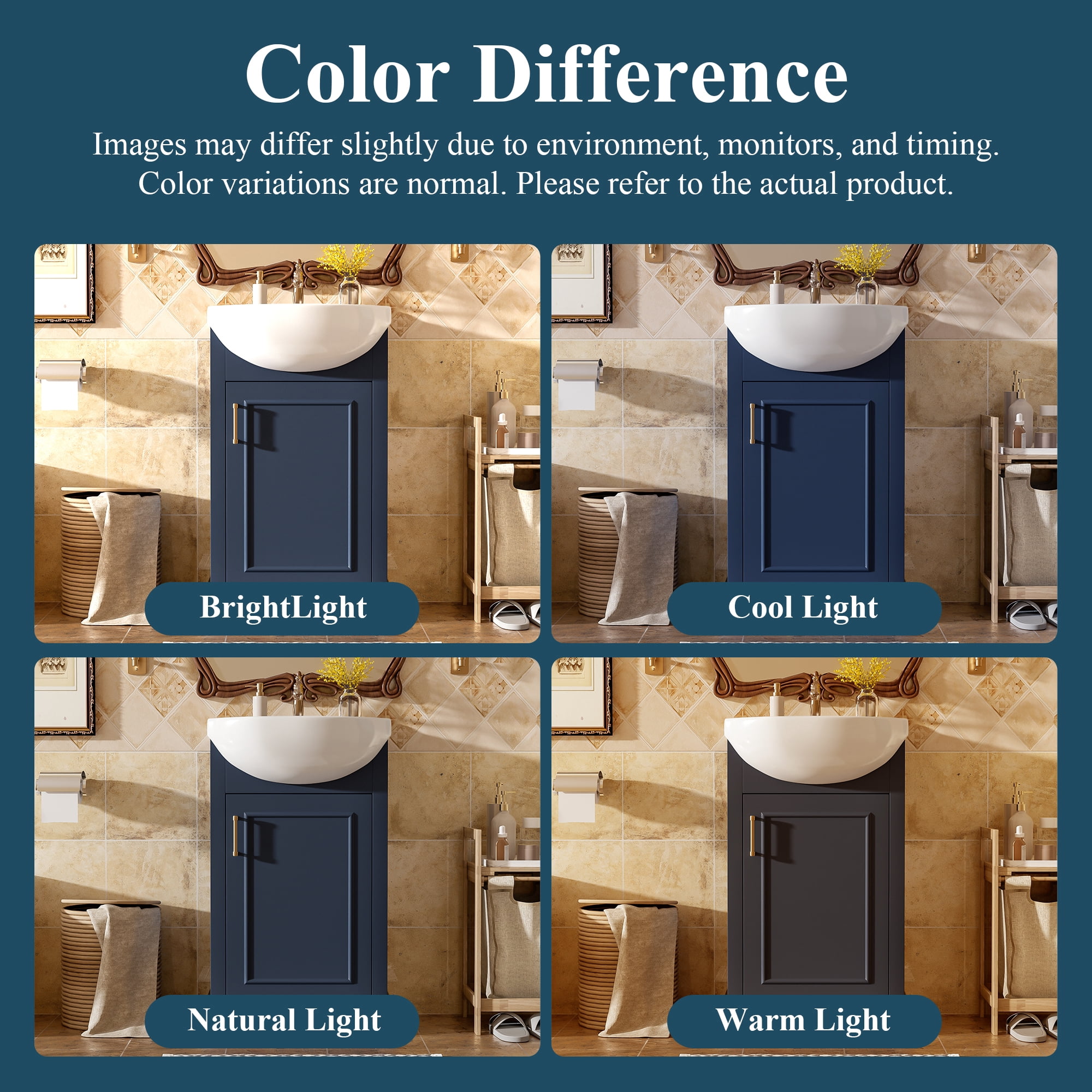 GARITIN Bathroom Vanity 20 Inch, Freestanding Single Vanity Set with Ceramic Sink and Soft Closing Door for Small Bathroom, Blue