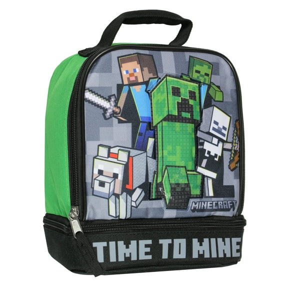 Minecraft Time to Mine Dual Compartment Insulated Lunch Box Tote