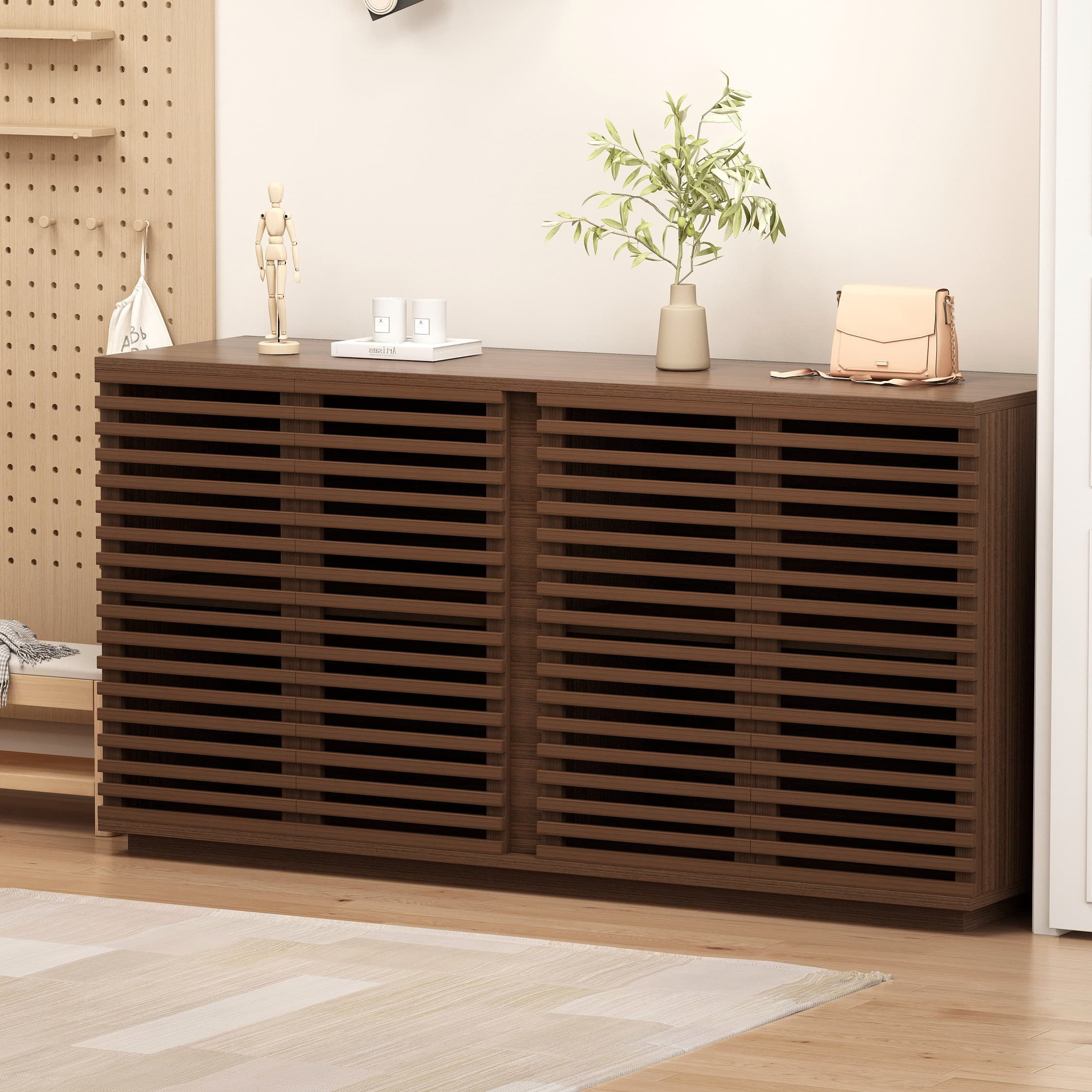 Aukfa Multi-Functional Sideboard Buffet Cabinet,Accent Storage Credenza for Dining & Living Space,Oak