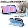 thumbnail image 3 of For Samsung Galaxy A37 5G Wallet Grid Texture Magnetic Flip Cover Card Holder & Bills Slot, Soft PU Leather Magnetic For Women Wallet Case With Detachable Shoulder Strap And Wrist Strap,Blue, 3 of 10