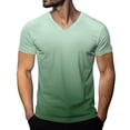 thumbnail image 2 of WTOBBY Men's Stylish V Neck Short Sleeve T-Shirt with Gradient Print Soft, Lightweight, and Breathable, Perfect for Casual Outings, Summer Wear, and Everyday Style,Mint Green 2XL, 2 of 6
