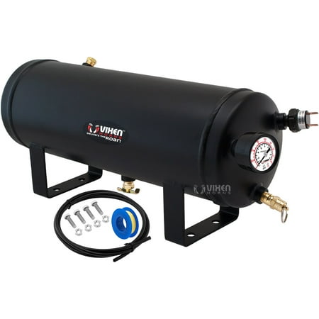 Port Air Tank - Vixen Horns 1.5 Gallon (5.6 Liter) 6 Ports Train/Air Horn Tank System/Kit 150 PSI with Gauge,Pressure Switch,Drain and Safety Valve,Compression Fitting,Male Plug,Hose,Thread Sealant VXT1500