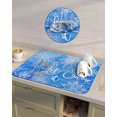 thumbnail image 4 of Blue Christmas Dish Drying Mat for Kitchen Counter, Absorbent Quick Dry Coffee Bar Mat Pad Thin Diatomaceous Sink Mat, Xmas Snowflake Watercolor Non Slip Dish Drainer Mat 16x18, 4 of 6
