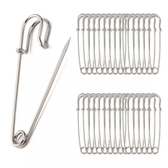 GKNET 100pcs Iron Kilt Pins Brooch Findings Platinum 64x18mm Metal Spring Lock Pin