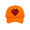 thumbnail image 1 of Men's 80's Retro Large 8 Bit Pixelated Heart Gamer Trucker Hat, Neon Orange, 1 of 2