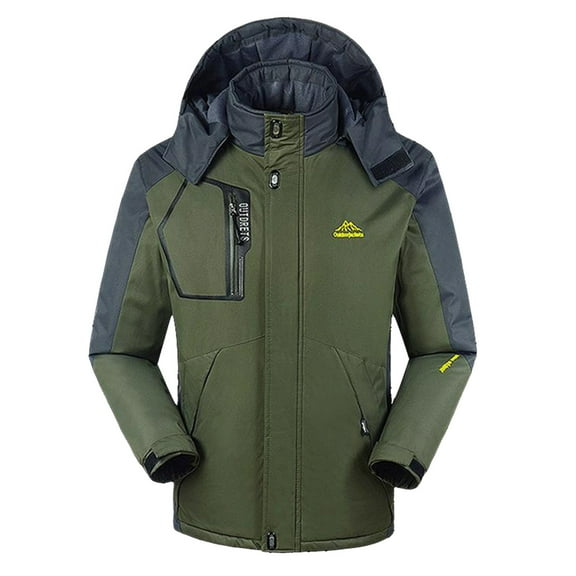 LoyisViDion Men'S Mountain Waterproof Ski Jacket Windproof Rain Jacket Winter Warm Snow Coat with Removable Hood Green 20(XXXXXXL)