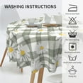 thumbnail image 6 of Spring Summer Daisy Floral Sage Green Plaid Round Tablecloth 60 Inch, Decorative Holiday Home Party Table Cloth for Kitchen Dining Picnic Table Cover, 6 of 6