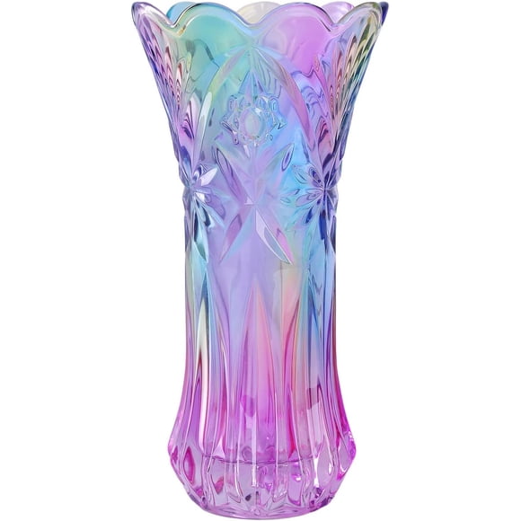 WHJY 12 inch Crystal Glass Colorful Vase for centerpieces,Smoking, Flower Arrangements,Home Decor,Wedding or Gift Phoenix Tail Shape Thickened and Heavy-#BC30