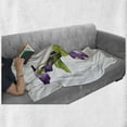 thumbnail image 6 of Letter V Soft Flannel Fleece Throw Blanket, Viola Sororia Wildflowers on the V Natural Arrangement Floral Initial, Cozy Plush for Indoor and Outdoor Use, 70" x 90", Violet Green Black, by Ambesonne, 6 of 6