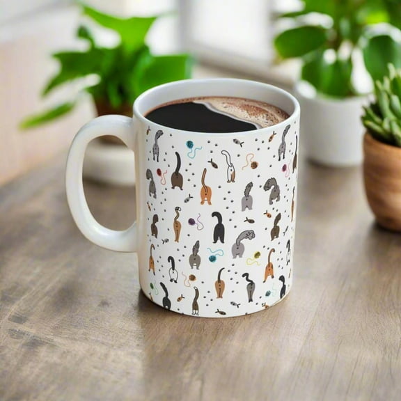 Cat Butt Mug, funny quirky cat lover mug, cat mom gift, gift for cat lovers, cat coffee mug, kitty butt cup, cat drinkware, cat mom mug, Ceramic Mug 11Oz