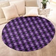 thumbnail image 4 of Halloween Purple Checkered Ghosts and Icons Round Blanket,Comfortable Soft Flannel Throw Blanket,All Season,Warm Lightweight Blankets for Sofa Bed Couch Living Room Chair 47"x47", 4 of 5