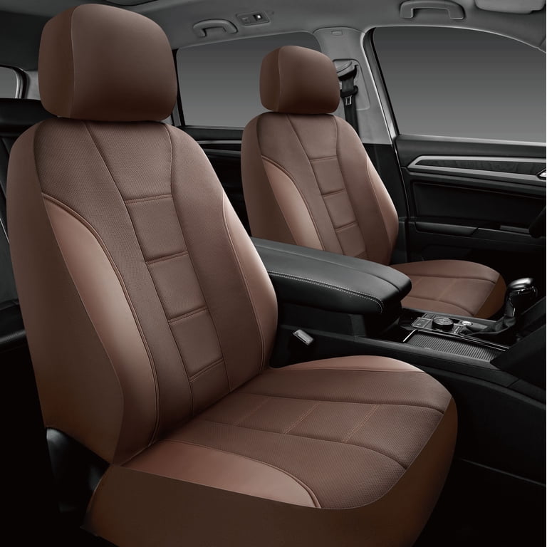 Auto Drive Premium Brown Perforated Faux Leather Seat Covers photo 2
