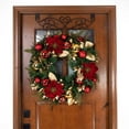 thumbnail image 4 of 30 in. Lighted Christmas Wreath - Golden Leaf Red Magnolia, 4 of 5