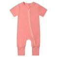 thumbnail image 2 of Sopiago Baby Romper Bamboo Rayon Short Sleeve Footless Pajamas 2 Way Zipper Summer Sleeper Toddler Jumpsuit Outfits Red,0-3 Months, 2 of 7