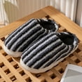 thumbnail image 2 of Winter Slippers for Women Memory Foam Classic Striped Shoes Fuzzy Indoor And Outdoor Casual Anti-Slip Womens Slippers, 2 of 5