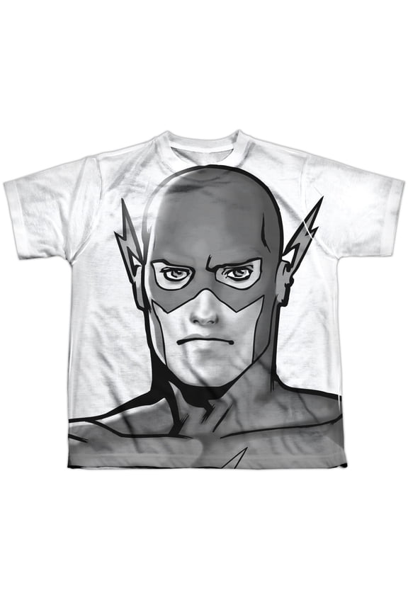 Jla - Bw Flash Head - Youth Short Sleeve Shirt - Large