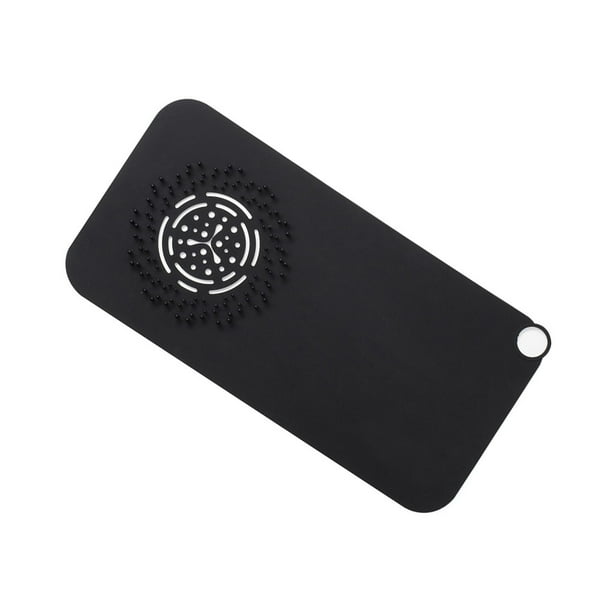 Colector de pelo para baño Inteprter tapa de drenaje de suelo de silicona negro HA065242-02