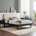thumbnail image 2 of Platform Bed Frame, Queen Size, Fabric, Wood, Black Beige, Modern Contemporary Urban Design, Bedroom Master Guest Suite, 2 of 10