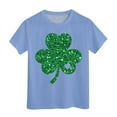 thumbnail image 1 of FhsagQ T-Shirt à Manches Courtes pour Filles, Col Rond, Été, Coupe Décontractée, Basique, Printemps, 4 Juillet, Bleu Clair, 4-5 Ans, 1 of 4