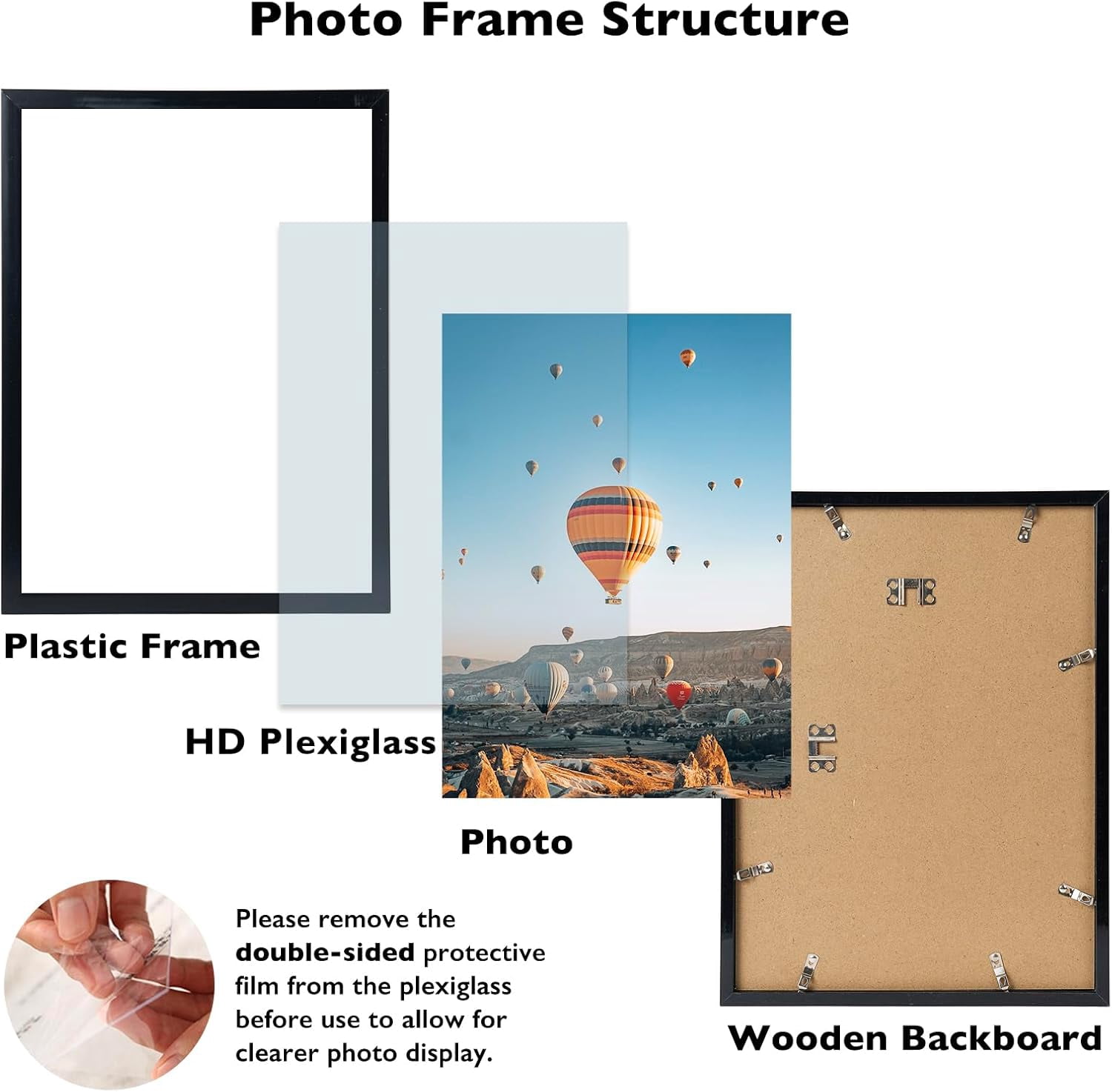 11x14 Picture Frame Black for Wall Hanging, Wall Mounting Horizontally or Vertically, 11 x 14 Wall Gallery Poster Photo Frame with Shatter Resistant Plexiglass, Black