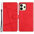 thumbnail image 1 of For Xiaomi Redmi Note 14 4G (163.25x76.55x8.16mm) Wallet Case Line Imprinted Skin-Touch Anti-Drop Le, 1 of 5