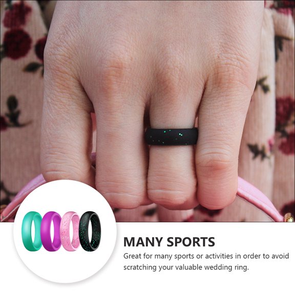 NICEXMAS Simple Silicone Ring Assorted Color 4Pcs