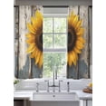 thumbnail image 2 of Summer Sunflower Sheer Curtains 72 Inch Long 2 Panels, Watercolor Flowers Wood Grain Light Filtering Rod Pocket Semi Sheer Curtains, Sheer Voile Drapes for Living Room Bedroom, 52"x72", 2 of 5