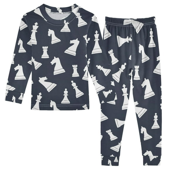 joogoo Chess Vintage 2 Piece Long Sleeve Tee and Pants Cotton Pajama Set 5Y
