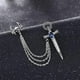 thumbnail image 4 of Broche de solapa Yinane Mens Collar Pins Cruz Broche con cadena Plateada, 4 of 7