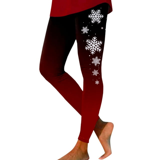 Leggings Chauds de Noël pour Femmes Leggings de Noël pour Femmes Dégradé Flocon de Neige Imprimé Taille Haute Compression (Noir m)