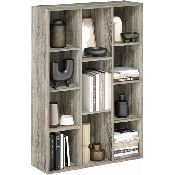 Book Shelf, 11-Cube Bookshelf, Reversible Bookcase, 9.4 x 29.1 x 41.7, Easy Assembly, for Living Room, Bedroom, Home Office, French Oak