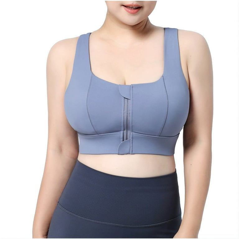 RQYYD Zip Front Close Sports Bra Comfortable Women Sports Bra Support  Workout Yoga Activewear Athletic Bra for Women Blue XL