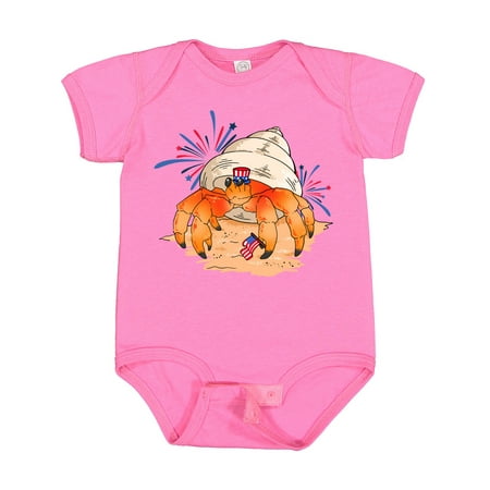 

Inktastic 4th of July Hermit Crab with Flag and Fireworks Gift Baby Boy or Baby Girl Bodysuit